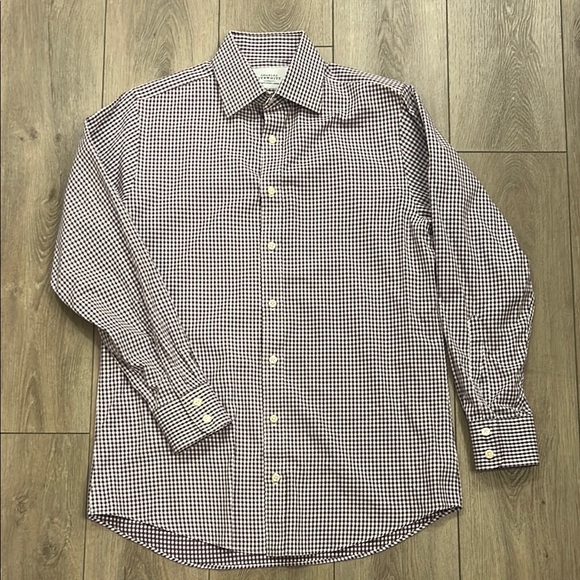 Charles Tyrwhitt Men's Slim Fit Gingham Checkered Longsleeve Shirt 15.5-33 EUC - Picture 2 of 10